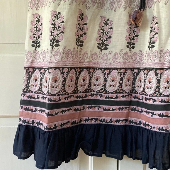ULLA JOHNSON Beverly Indian Floral Cotton Voile Midi Dress Size‎ 4 Indigo Boho - Picture 6 of 12